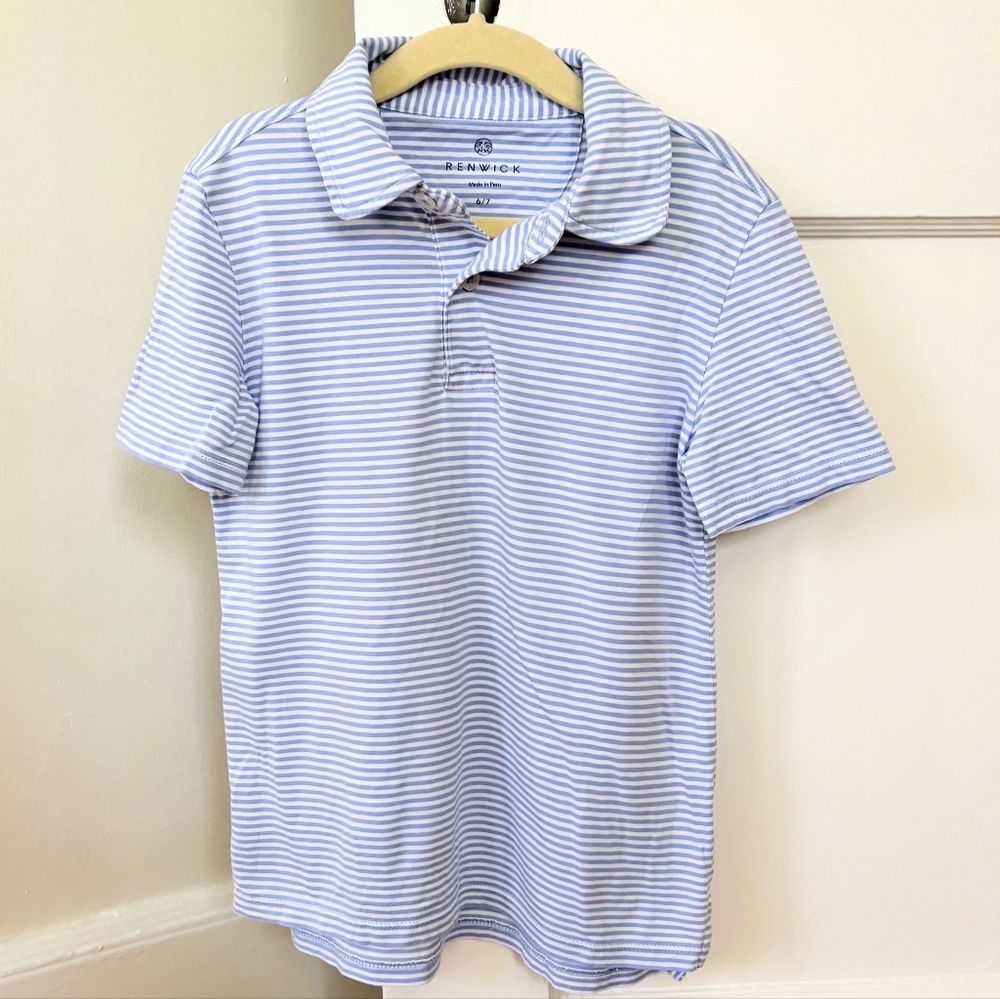 Blue Striped Kids Polo Shirt